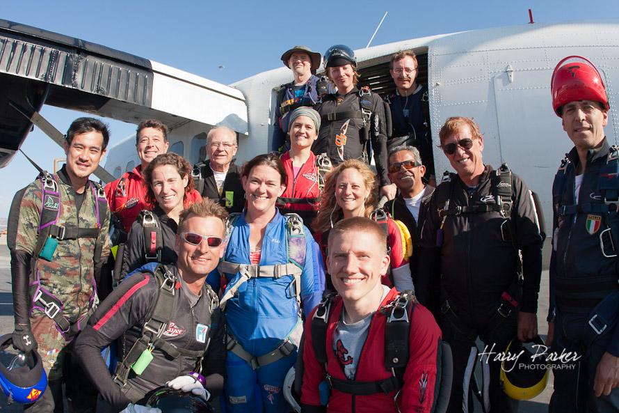 jumpers prepare to board plane before skydiving, photo by harry parker