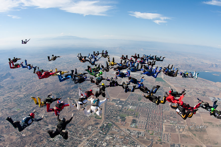 Big Way Skydiving formation building over skydive perris, photo by harry parker
